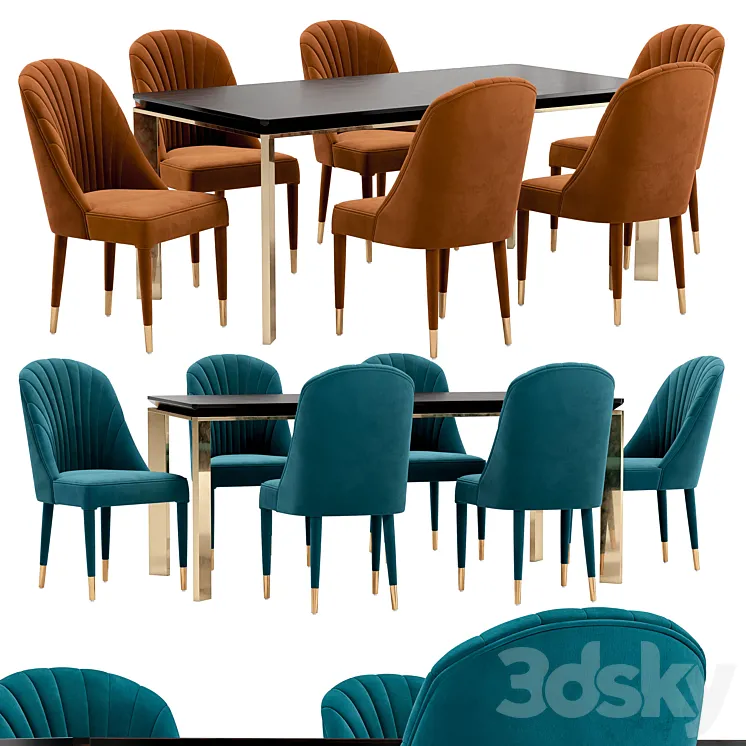 Queen dining chair and Boston table 3DS Max Model