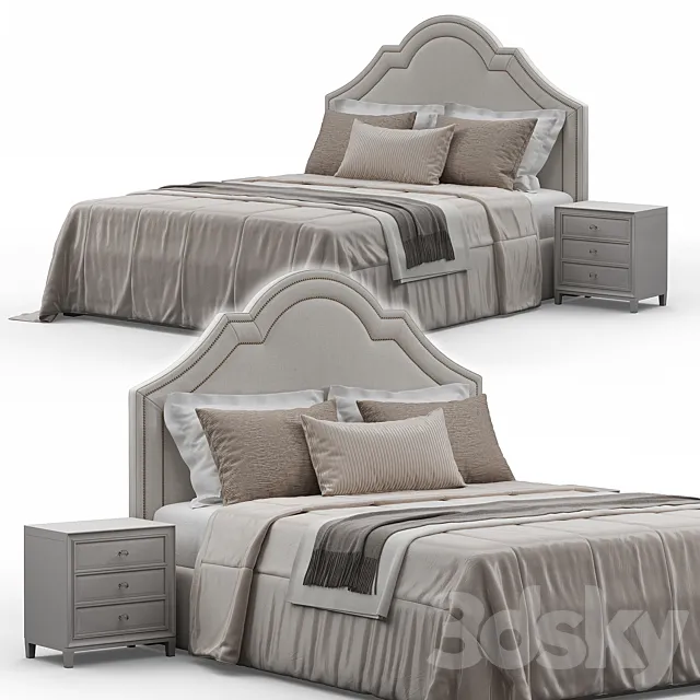 Queen Madison Crown Headboard Bed 3ds Max