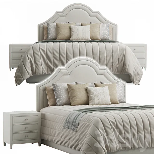 Queen Madison Crown Headboard Bed 3DS Max Model