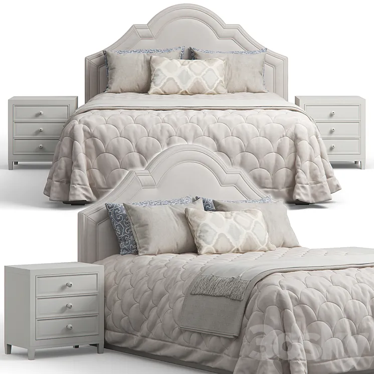 Queen Madison Crown Headboard Bed 3DS Max Model