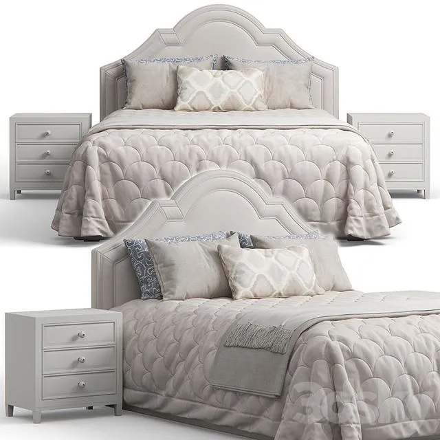 Queen Madison Crown Headboard Bed 3dsMax Model