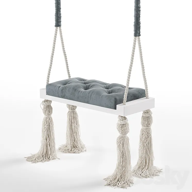 Quilted Wooden Indoor Swing rope hanging chair 3DS Max