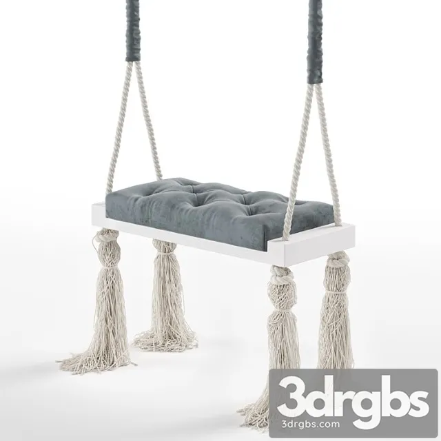 Quilted Wooden Indoor Swing Rope Hanging Chair