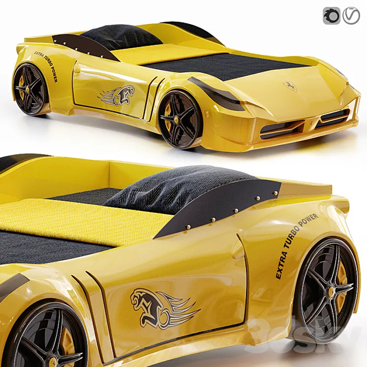 Racing Ferrari Car Bed Model for kids 3DS Max