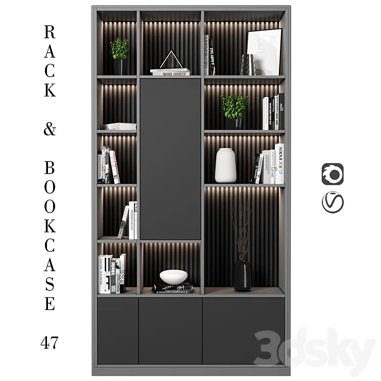 Rack and Bookcase 47 3DS Max Model