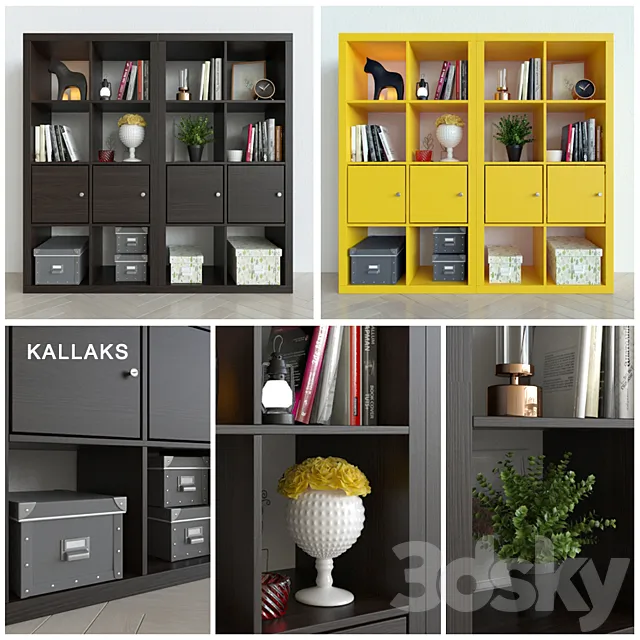 Rack Ikea Kallax _ Kallaks with decor 3DS Max Model