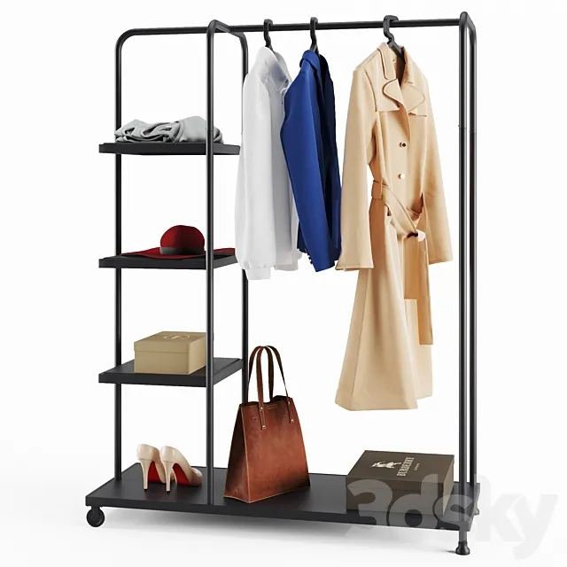 Rack Ikea Kornsjo with Clothes and Accessories 3DSMax File