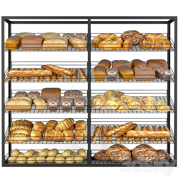 Rack in the bakery. Bread 3DS Max