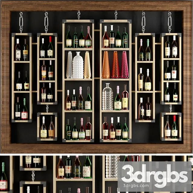 Rack With Collectible Wine and Vases 3dsmax Download