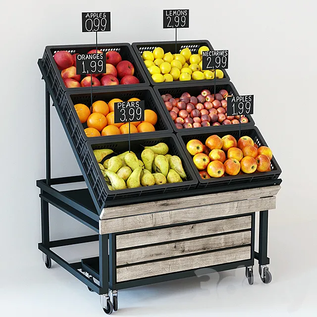 Rack with fruits 3DS Max Model