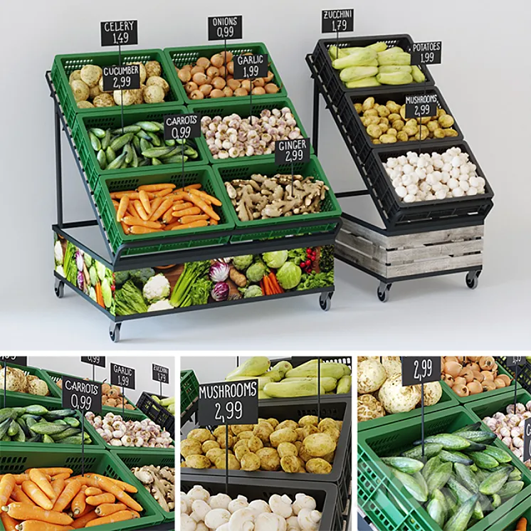 Racks with vegetables 3DS Max