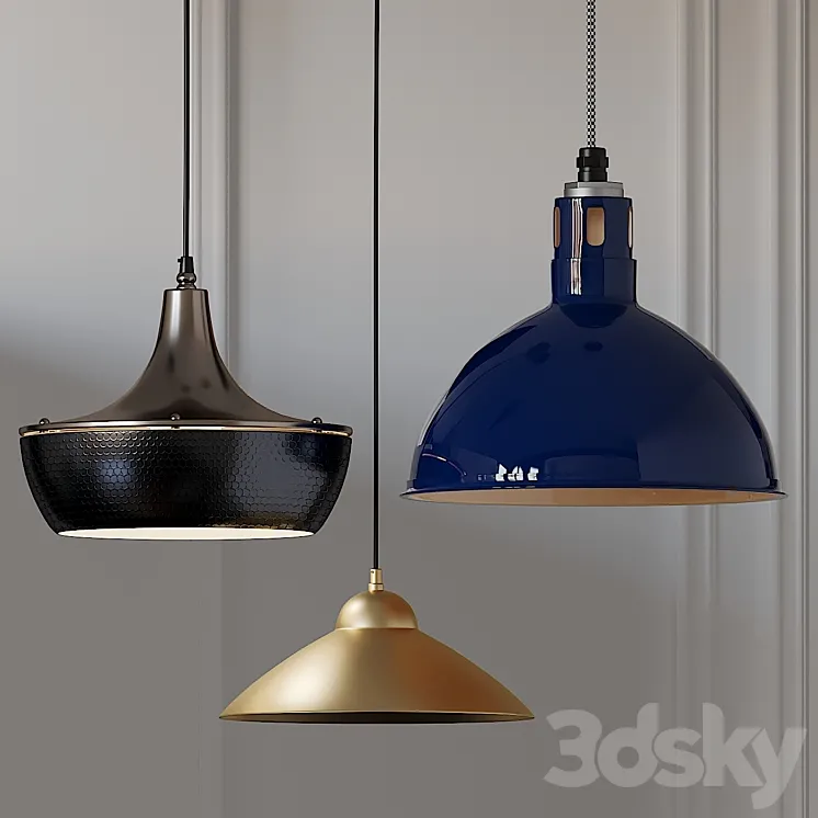 Rae Wesco Vented Cord and Small Cone Pendants 3DS Max
