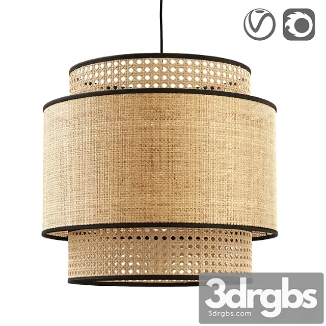 Raffia and rattan lampshade, dolkie