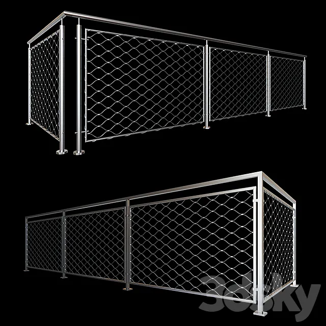 Railing mesh stainless steel cable 3DS Max Model