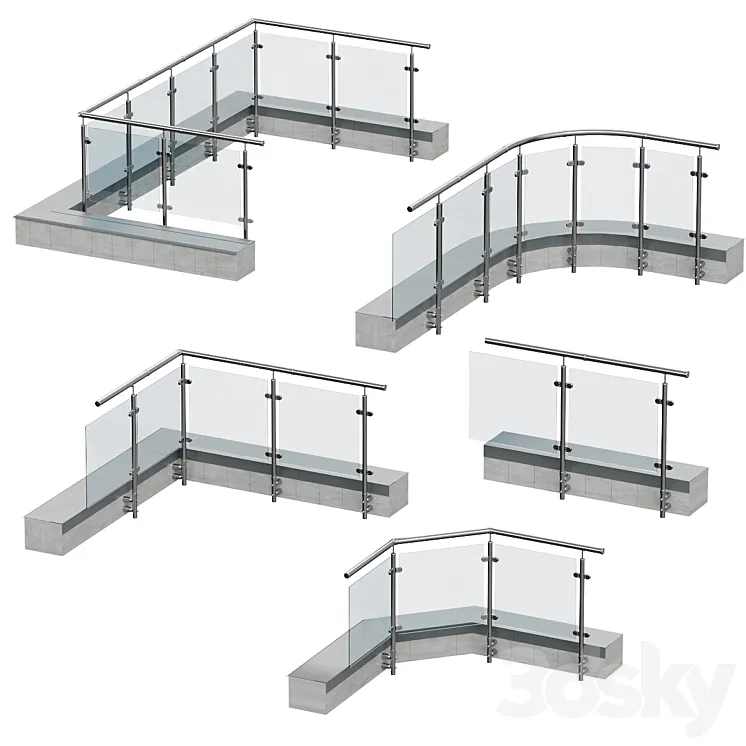 Railings for balconies terraces. 5 models 3DS Max
