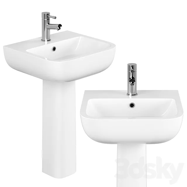 RAK Series 600 40cm Basin With Full Pedestal 3ds Max