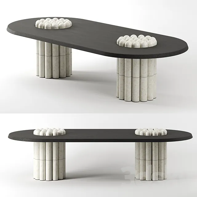 Raku-Yaki Dining Table-Oblong by Emmanuelle Simon 3DS Max Model