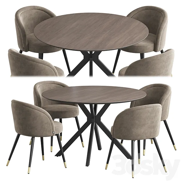 Ralf table Chloe chair dining set 3DS Max Model