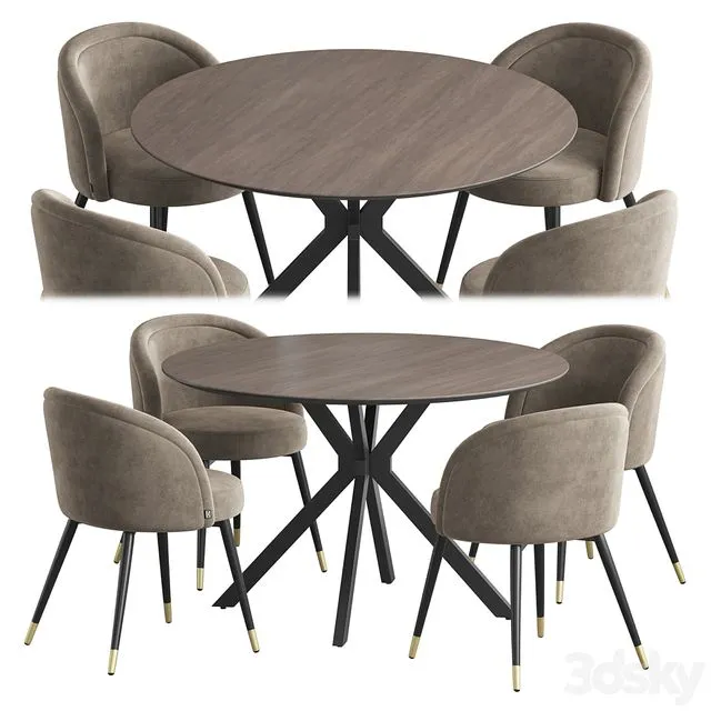 Ralf table Chloe chair dining set 3dsMax Model