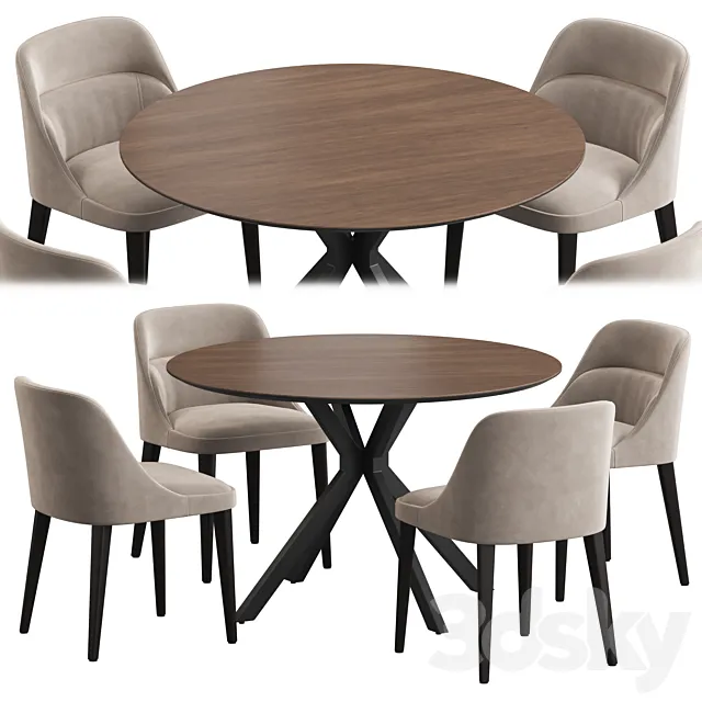 Ralf table Jackie chair dining set 3DS Max Model