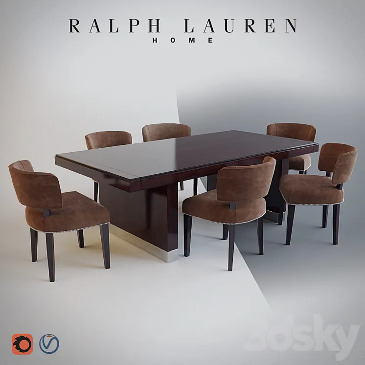 RALPH LAUREN HOME – CLIFF HOUSE DINING TABLE \/ CHAIR 3DS Max