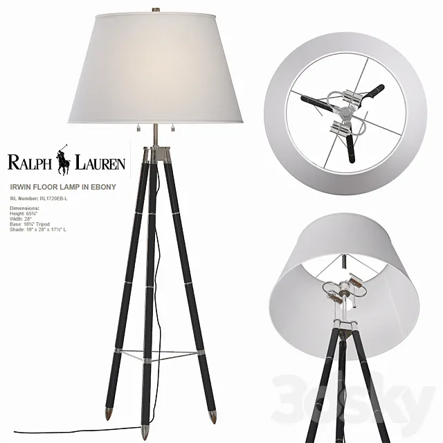 Ralph Lauren IRWIN FLOOR LAMP IN EBONY RL1720EB-L 3DSMax File