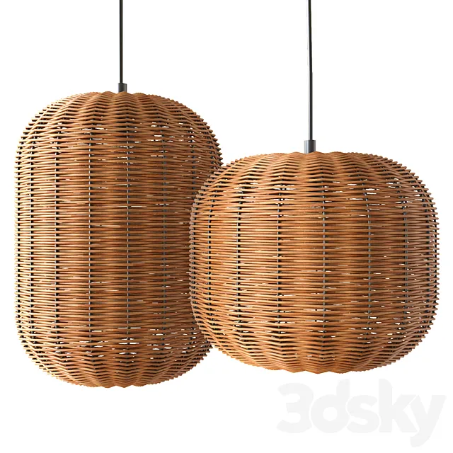 Rattan and Metal Ceiling Lamp 3ds Max