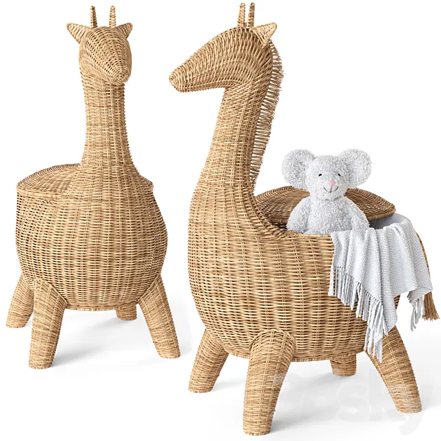 RATTAN ANIMAL BASKET GIRAFFE Restoration Hardware 3DS Max Model