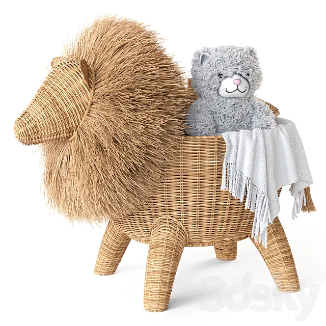 RATTAN ANIMAL BASKET LION Restoration Hardware 3ds Max