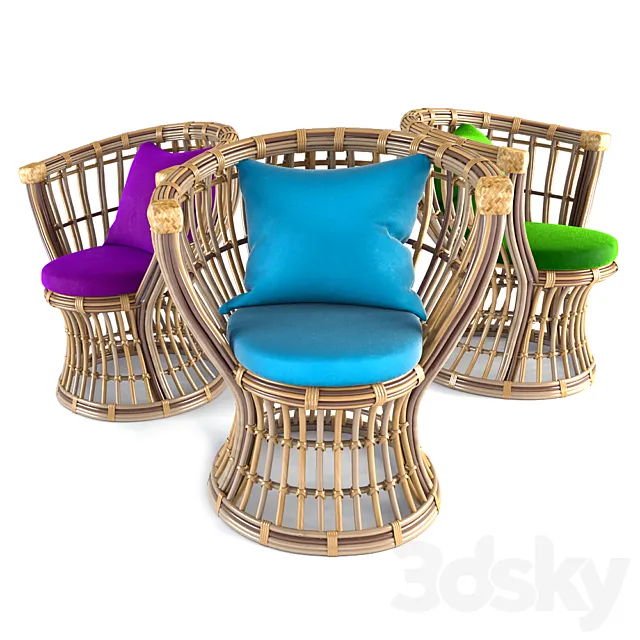 Rattan chair Mazenetti Furniture 3DS Max Model