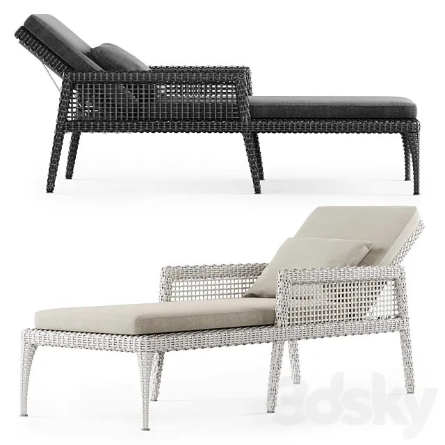 Rattan chaise lounge DR50 _ Rattan lounger 3ds Max