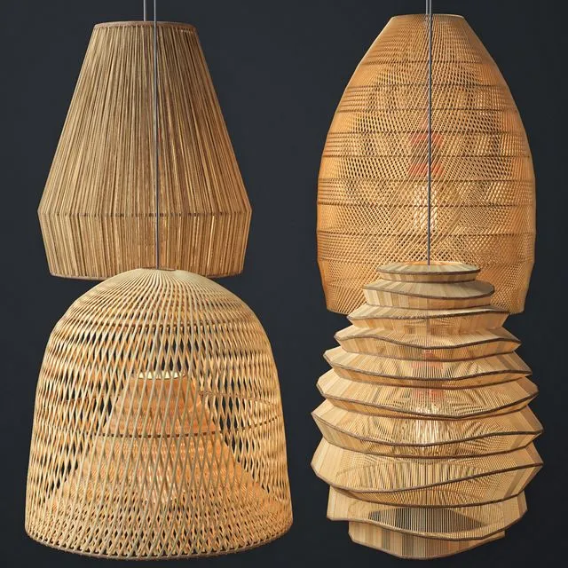 Rattan lighting set 2 3dsMax Model