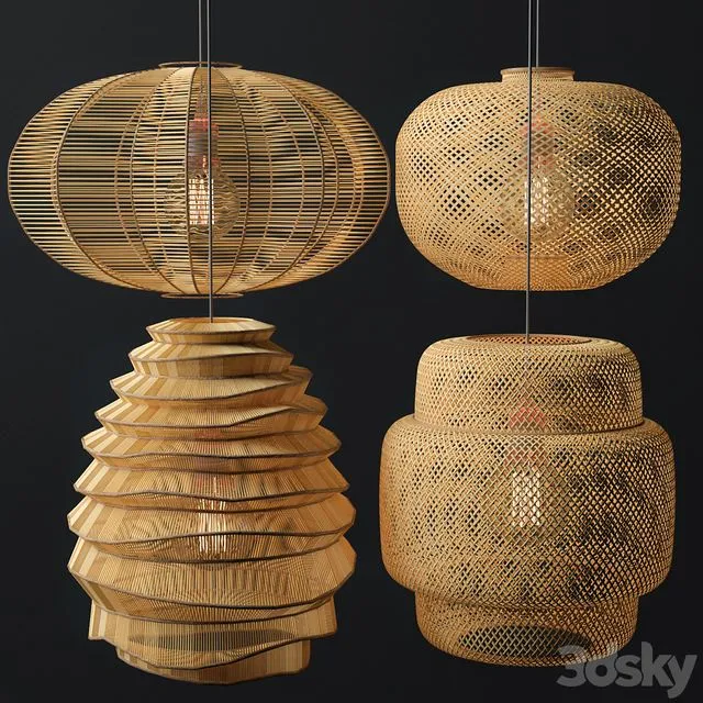 Rattan Lighting Set 7 3dsMax Model