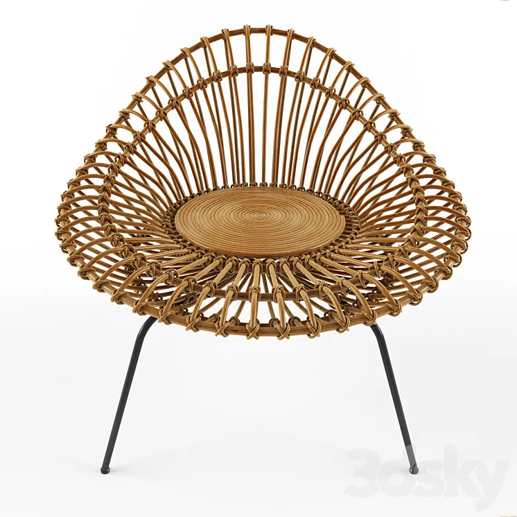 Rattan lounge chair 3DS Max