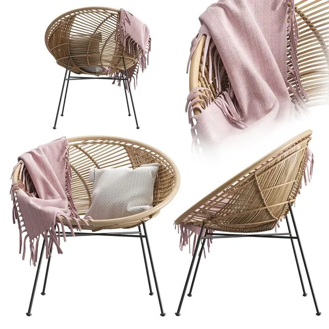 Rattan Lounge Chair HK-Living 3dsMax Model