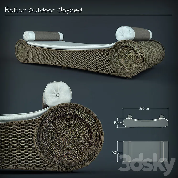 RATTAN OUTDOOR DAYBED 3DS Max