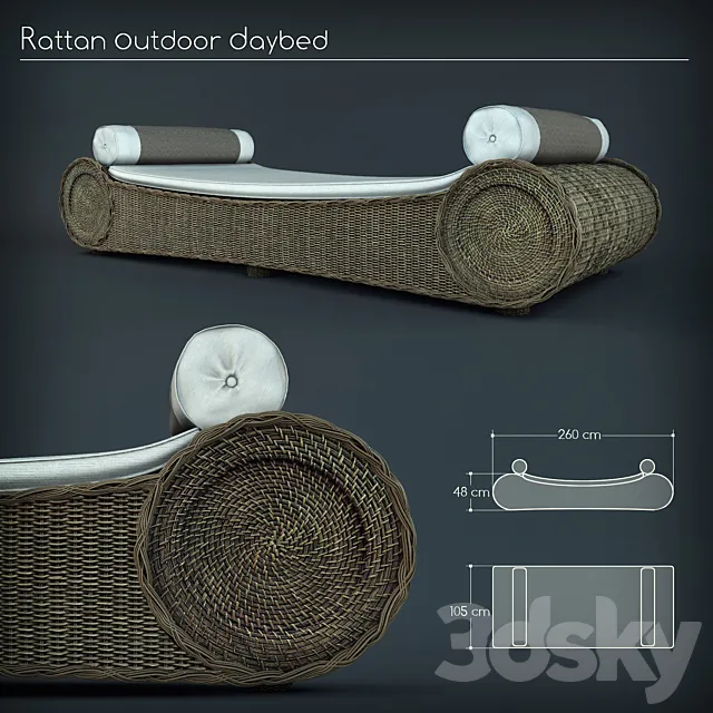 RATTAN OUTDOOR DAYBED 3DSMax File