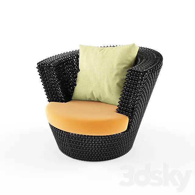 Rattan wicker chair 3DS Max Model