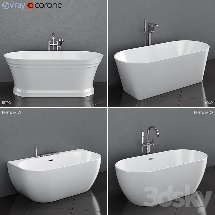 Ravak set 35 freestanding bathtub set (Solo Retro Freedom W Freedom O) 3DS Max