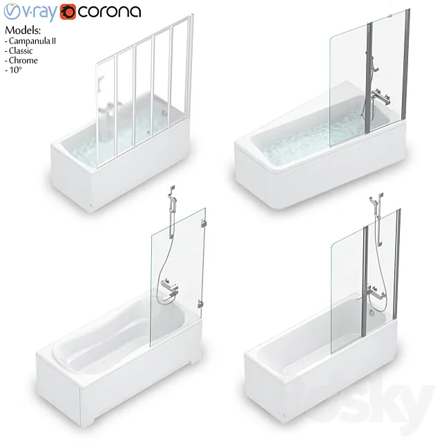 RAVAK set 54 bathtub set (10 ° Classic Chrome Campanula II) 3DS Max Model