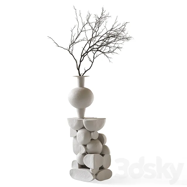 Re Jin Lee podium with branch in vase 3ds Max