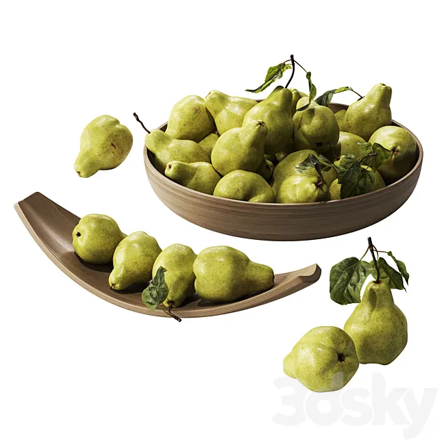 Realistic pears with leaves 3ds Max