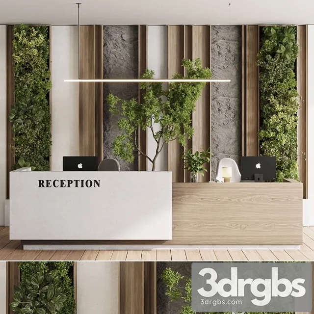 Reception Desk and Wall Decor Office Furniture 22 Corona 3dsmax Download