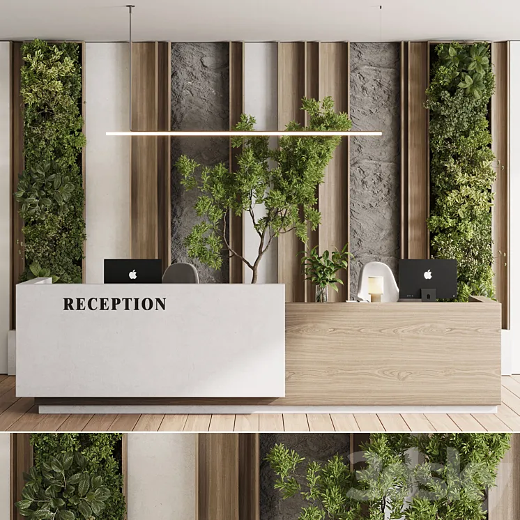 Reception Desk and Wall decor – office furniture 22 corona 3DS Max Model