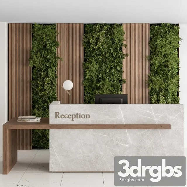 Reception Desk and Wall Decor With Vertical Garden Office Set 238 3dsmax Download