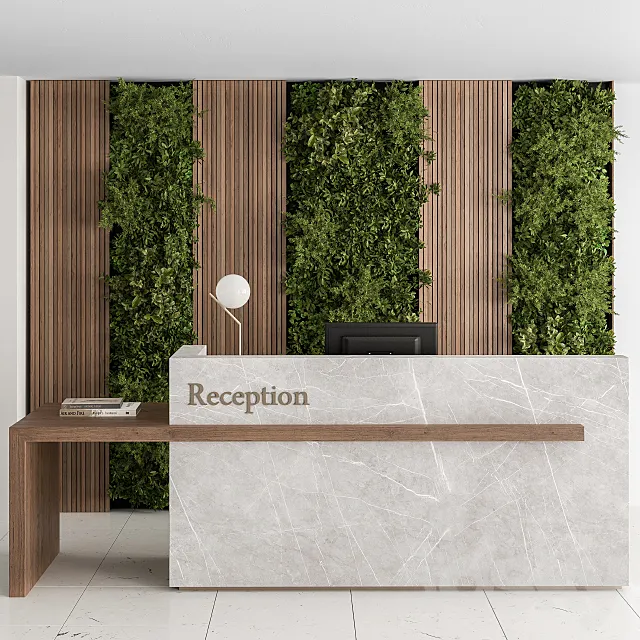 Reception Desk and Wall Decor with vertical Garden – Office Set 238 3DS Max Model