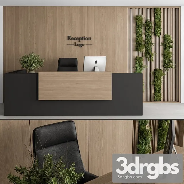 Reception desk and wall decor with vertical garden – office set 309