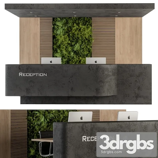 Reception desk and wall decoration – set 07 2 3dsmax Download