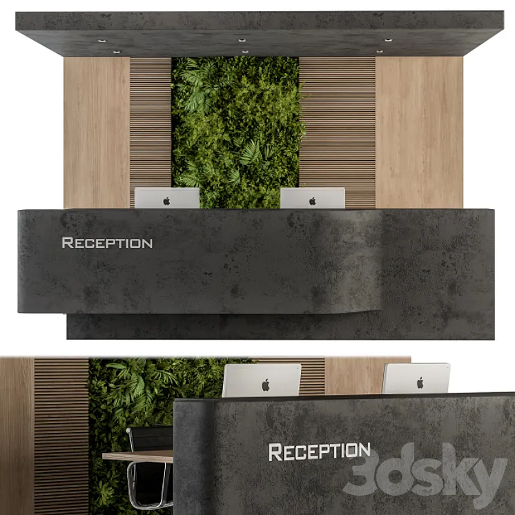 Reception Desk and Wall Decoration – Set 07 3DS Max