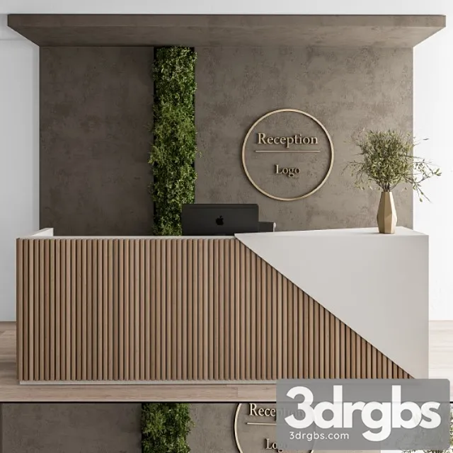 Reception desk and wall decoration – set 08